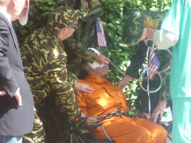 enactment of force-feeding, Grosvenor Square, 4th July 2015